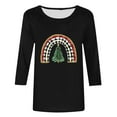thumbnail image 4 of Christmas Shirts for Women Clearance 3/4 Length Sleeve Crewneck T-shirts Xmas Printed Holiday Graphic Tees (L, Black 04), 4 of 5