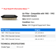 thumbnail image 2 of Air Filter - Compatible with 1985 - 1992 Chevy Camaro 1986 1987 1988 1989 1990 1991, 2 of 2