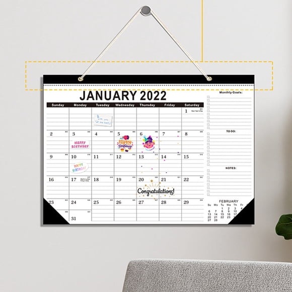 UPOUART 1Pack Classic Black Calendar Wall Calendars for Home Decoration Office Use 2022 2023 18 Months Coverage