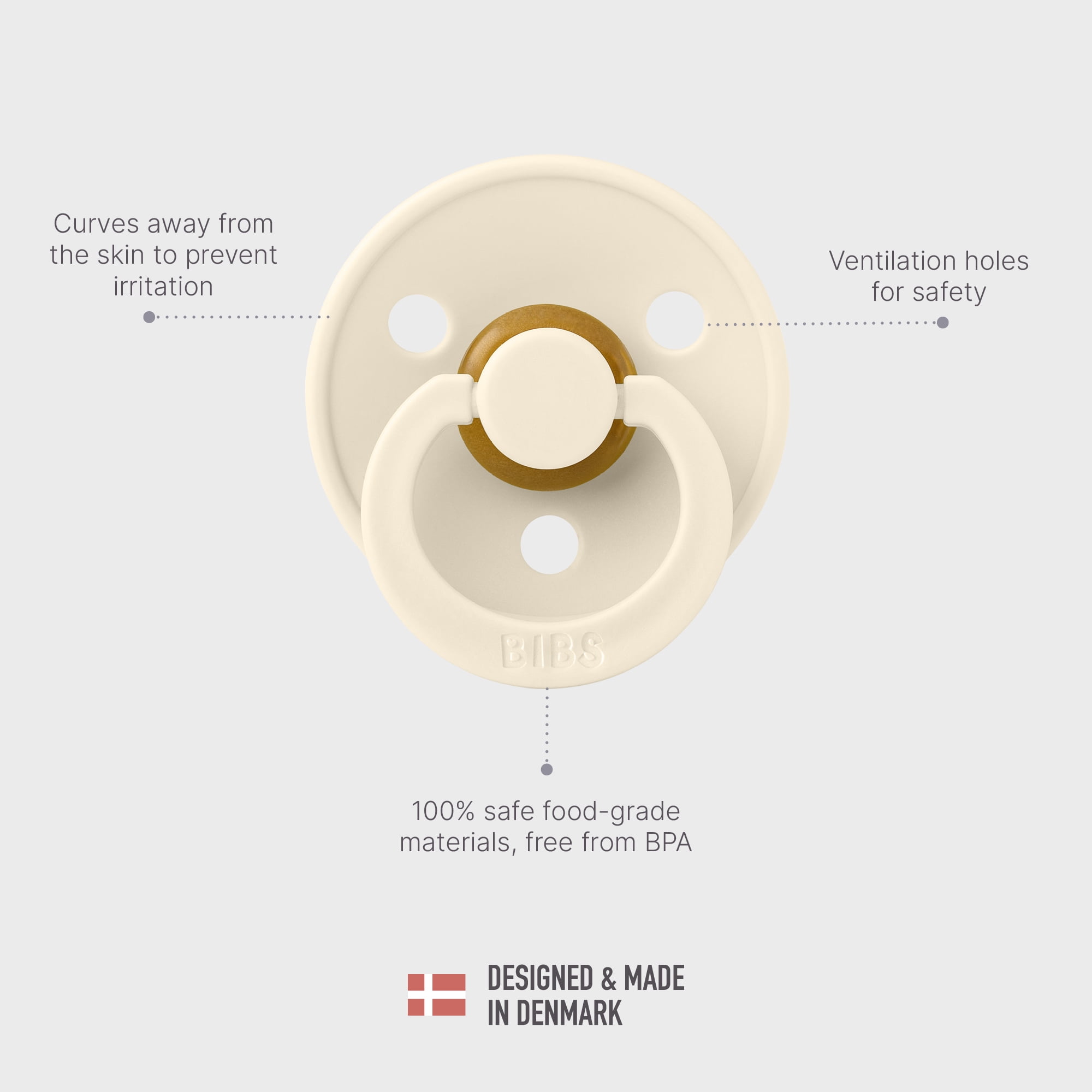 BIBS Pacifier Colour Size 2, 6-18 Months, Vanilla/Sand/Ivory/Dark Oak, 4 pack