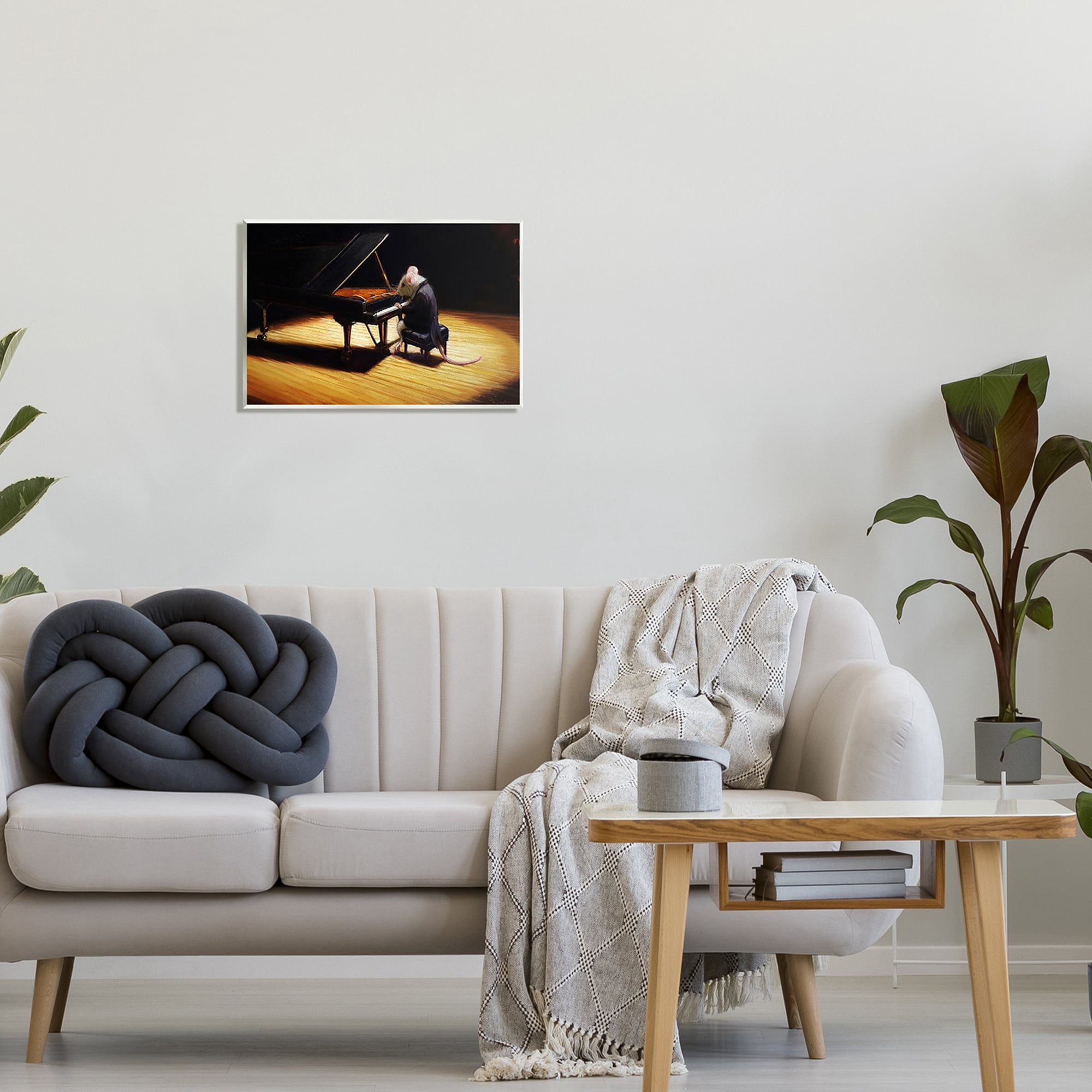Stupell Industries Mouse Musician Playing Grand Piano Stage Spotlight Painting Unframed Art Print Wall Art, Design by Lucia Heffernan