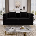 thumbnail image 3 of Wiilayok 59" Velvet Loveseat Sofa Deep Seat 2 Seater Couch with Gold Metal Legs,Modern Cloud Sofa for Living Room, Office, Apartment, Black, 3 of 7