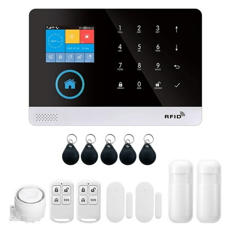 Wireless WIFI + GSM Auto-dial Alarm Security System LCD Display Door Sensor PIR Motion Sensor Phone APP Remote Control Voice Control Smart Home Burglar Security Alarm System