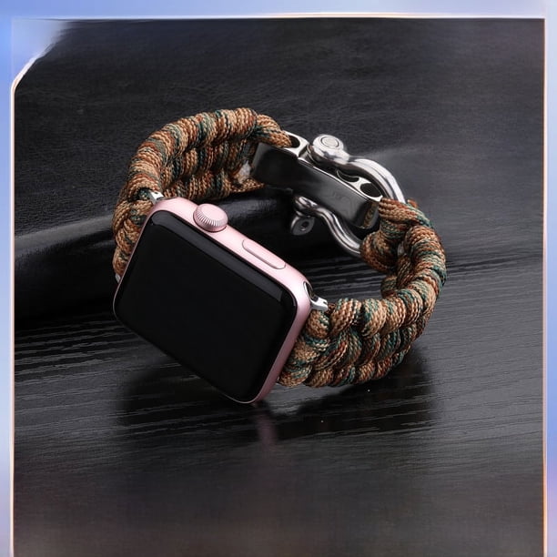 Correa de hebilla de acero trenzado de nailon deportiva compatible con Apple Watch de 38/42/40/44 mm