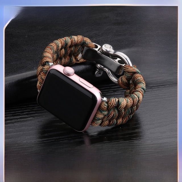 Correa de hebilla de acero trenzado de nailon deportiva compatible con Apple Watch de 38/42/40/44 mm