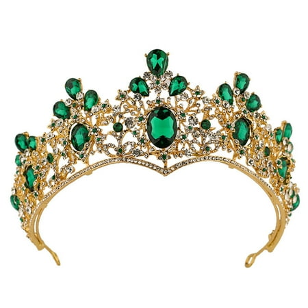

Baroque Style Bride Crown Wedding Headdress Charming Headwear Photography Accessories Party Hair Ornament for Women Ladies (Green)