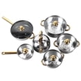 thumbnail image 1 of Casseroles de Cuisine, Acier Inoxydable 12 Pcs Poignée Dorée Casseroles de Cuisine pour la Cuisson, 1 of 8