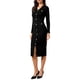 thumbnail image 4 of Vestido de suéter Bodycon INSPIRE CHIC para mujer 2025, vestido midi de punto con cuello en V, mangas largas y decoración de botones, talla XS, color negro, 4 of 6