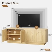 Bestier Modern TV Stand for TVs up to 70,Push-To-Open Door,Media Console Cabinet with 4 Arched Doors and Curved Corners, Entertainment Center with Adjustable Shelves and Cable Management,Natural Oak