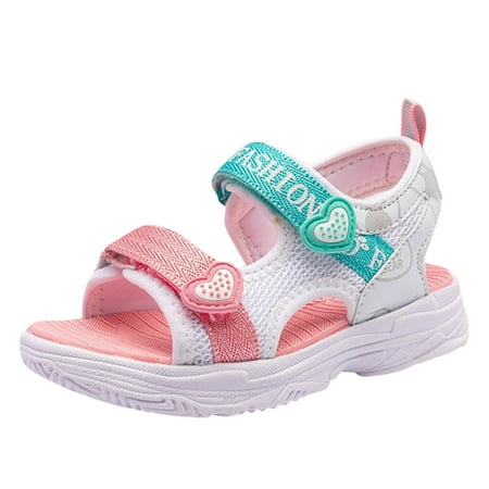 

HMOONORY Girls Sandals Summer New Pink Love Princess Shoes Girls Sports Sandals