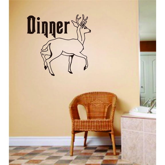 Custom Decals Dinner Letters Deer Image Animal Hunting Man Boys Kids Bed Room 18 X 18"
