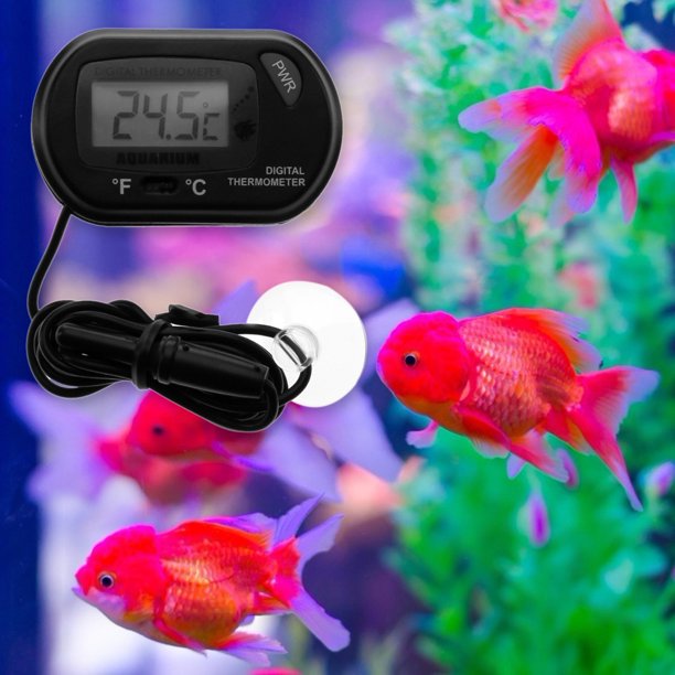 Acuario Termómetro Ventosa Acuario Temperatura Medidor de agua (Negro)