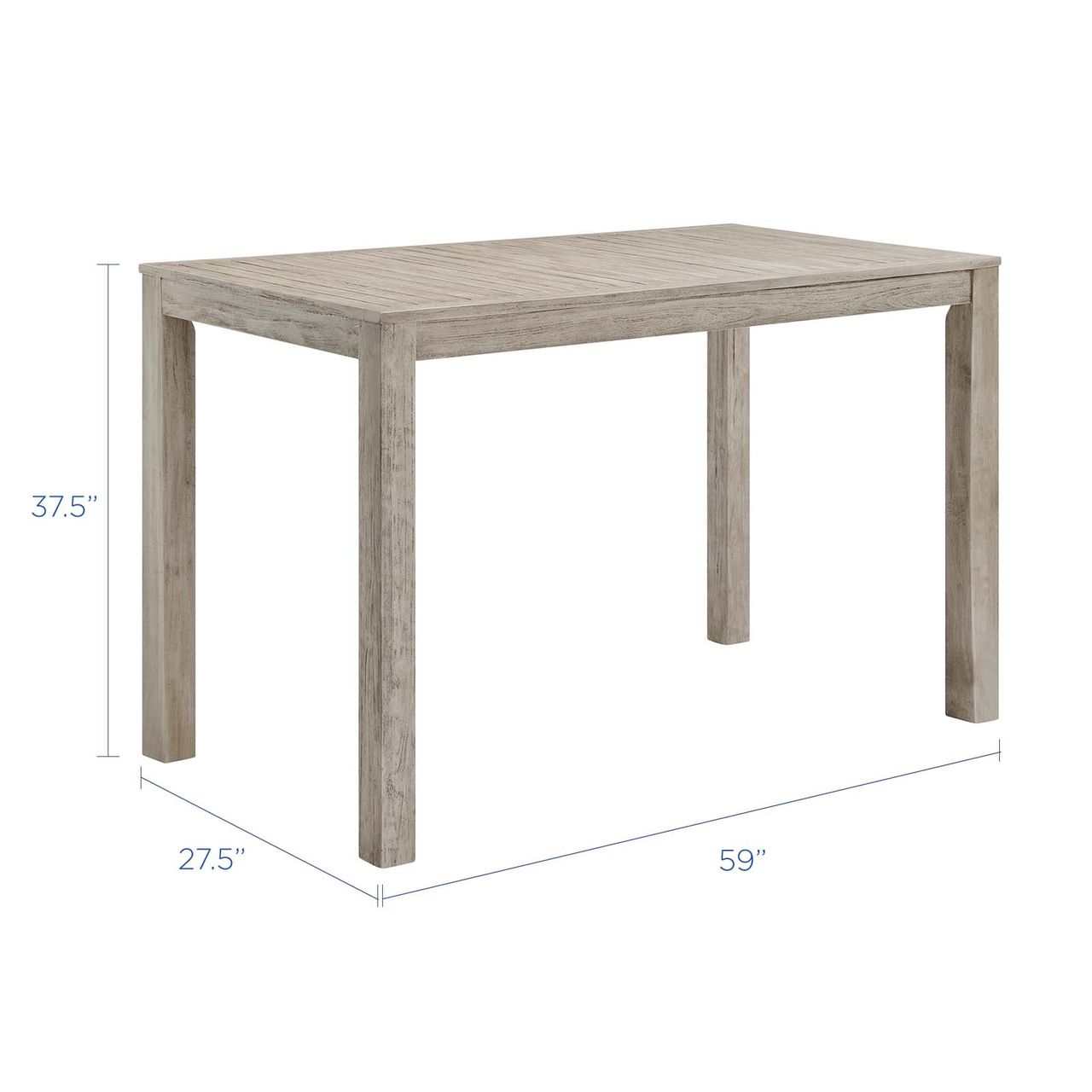 Modway Wiscasset Patio Acacia Wood Bar Table In Light Gray Finish EEI-3686-LGR - image 2 of 2