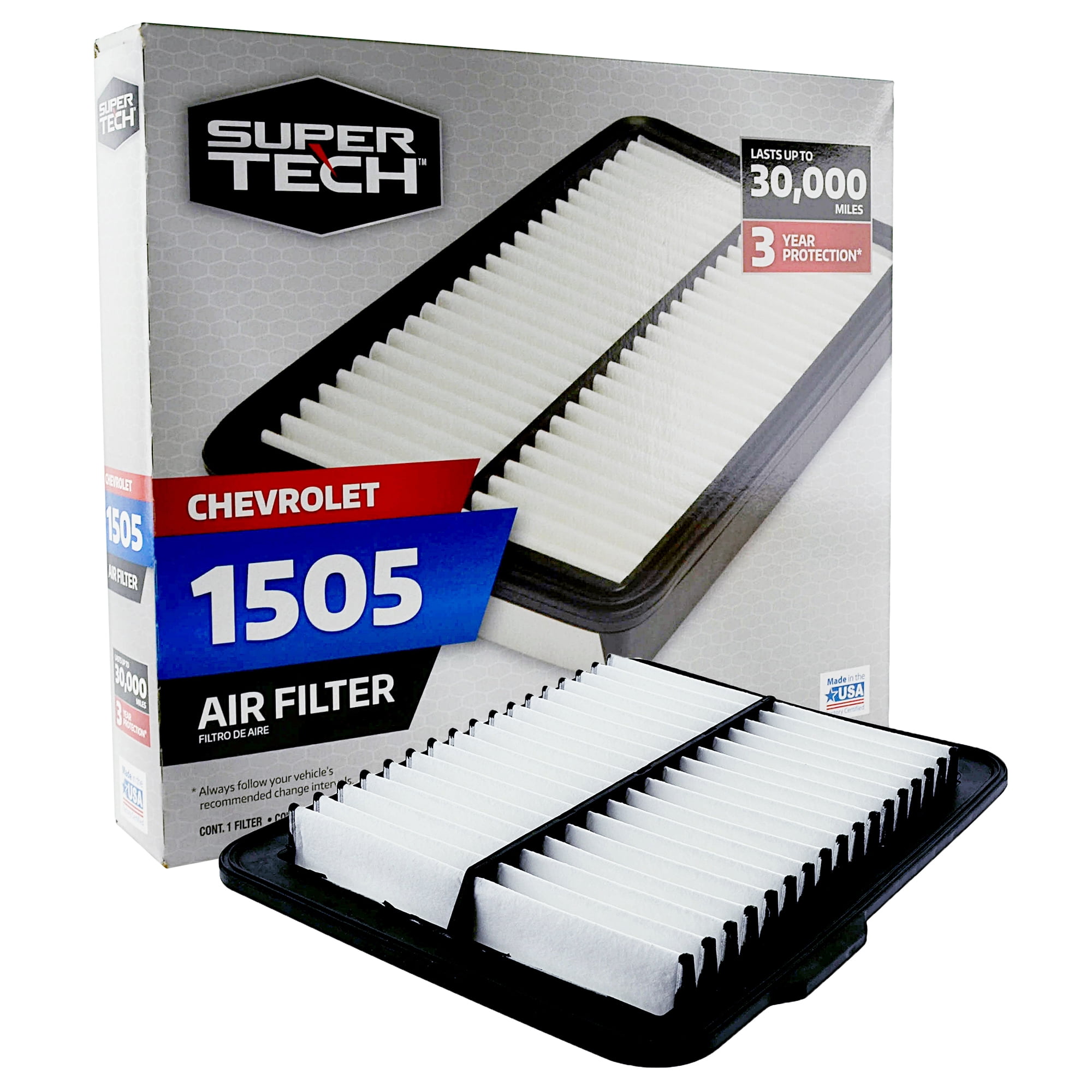 SuperTech 1505 Engine Air Filter, Replacement Filter for GM or Chevrolet