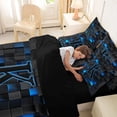 thumbnail image 4 of Erosebridal Abstract Letter Monogrammed K Bedding Comforter Set 7-Piece For Children Kids,Geometric Buffalo Plaid King Bedding Sets For Teens Boys Girls,Black Reversible, 4 of 6