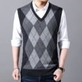 thumbnail image 2 of Men Sweater Vest Knitted Tank Top V Neck Sleeveless Pullover Casual Plaid Top, 2 of 8