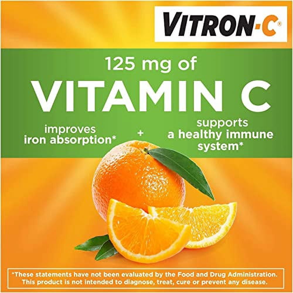 Vitron-C High Potency Iron Plus Vitamin C, Helps Absorb Iron, Gentle on Digestive System, Less Constipation, 60 Coated Tablets (pack of 5)