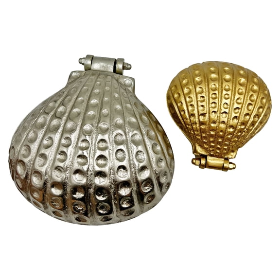 Bergamo Art Decorative Handmade Aluminum Shell Shape Bowl Set of 2