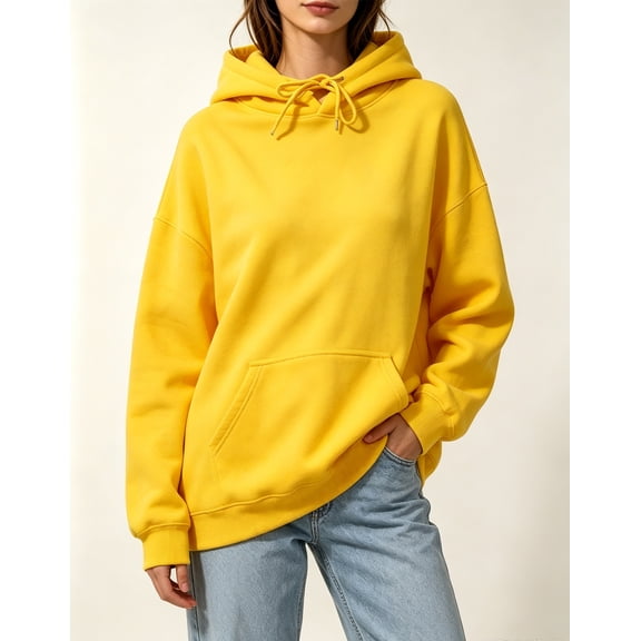 Auralook Women's Long Sleeved Hoodies Fall Oversized Sweatshirts with Pockets Casual Solid Basic Hooded Pullover Top