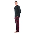 thumbnail image 2 of #FollowMe Mens Thermal Henley Pajama Set with Polar Fleece Pants  Warm, Comfy Sleepwear (Black with Red Pant, Medium), 2 of 3