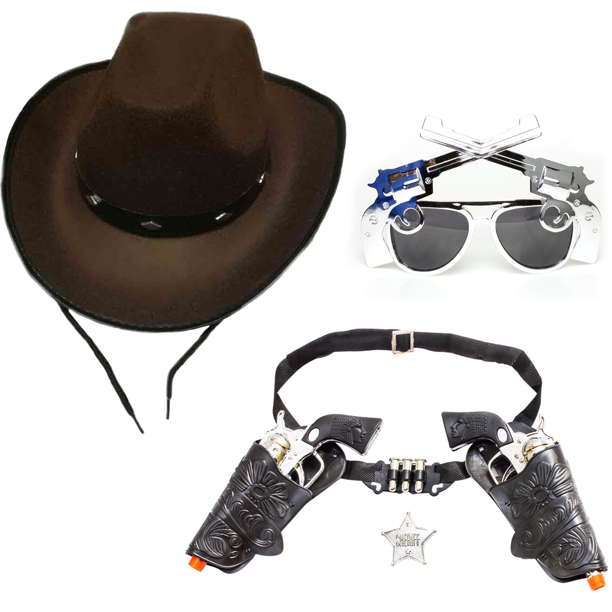 Cowboy set cowboy hat Pistol Sunglasses Western Guns With Holsters