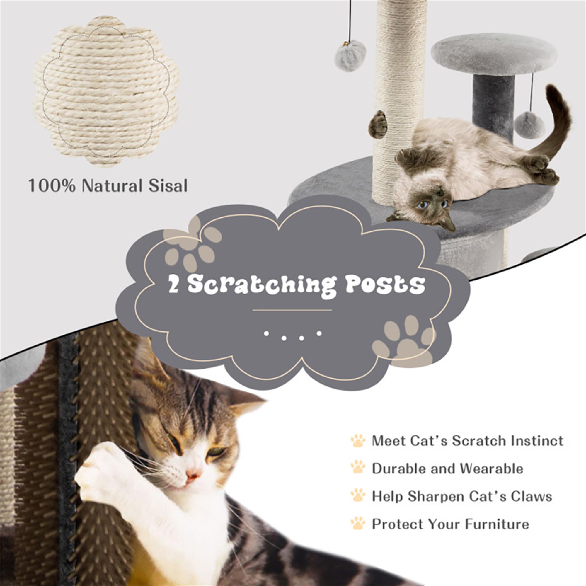 Kadyn 40" Cat Tree for Indoor Cats, Plush Cat Tower with 2-Tier Cat-Hole Condo, Perch and Sisal for Kittens, Gray