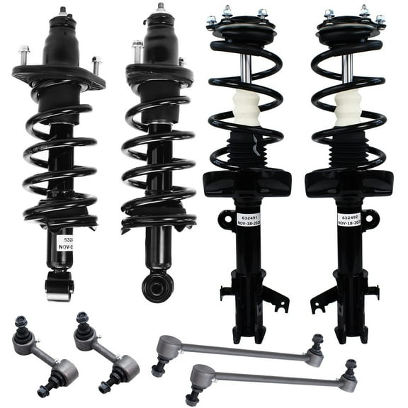 Detroit Axle - 8pc Strut kits for 2007-2011 Honda CR-V Complete 4 Front & Rear Struts w/Coil Spring 4 Sway Bar Links 2008 2009 2010 Replacement Quick Install Ready Struts Assembly