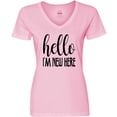 thumbnail image 3 of Inktastic Hello, I'm New Here Women's V-Neck T-Shirt, 3 of 5