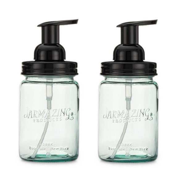 Jarmazing Products Vintage Blue Glass Mason Jar Foaming Dispenser – Two-Pack