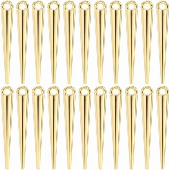 1 Box 80Pcs Gold Spike Charm Cone Charms Bulk Metal Alloy Antique Tibetan Vintage Gothic Long Spikes Cones Shaped Pendants for Jewelry Making Necklace Bracelets Earrings DIY Crafts Findings