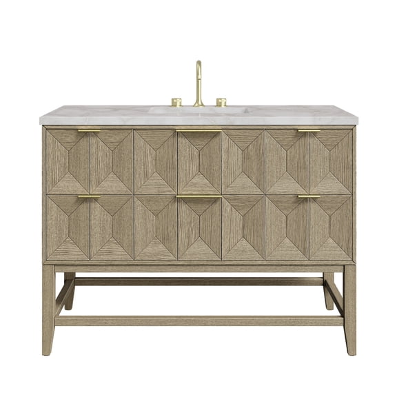 James Martin Vanities D100-V48-3Vsl Emmeline 48" Single Basin Ash Wood Vanity Set - Pebble