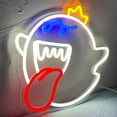 thumbnail image 2 of Neon Sign King Boo The Ghost Face LED Neon Light Mario Lamp Acrylic Sign for Game Room Decor Gaming Light Accessory Gifts for Boy Room Decor (White), 2 of 5