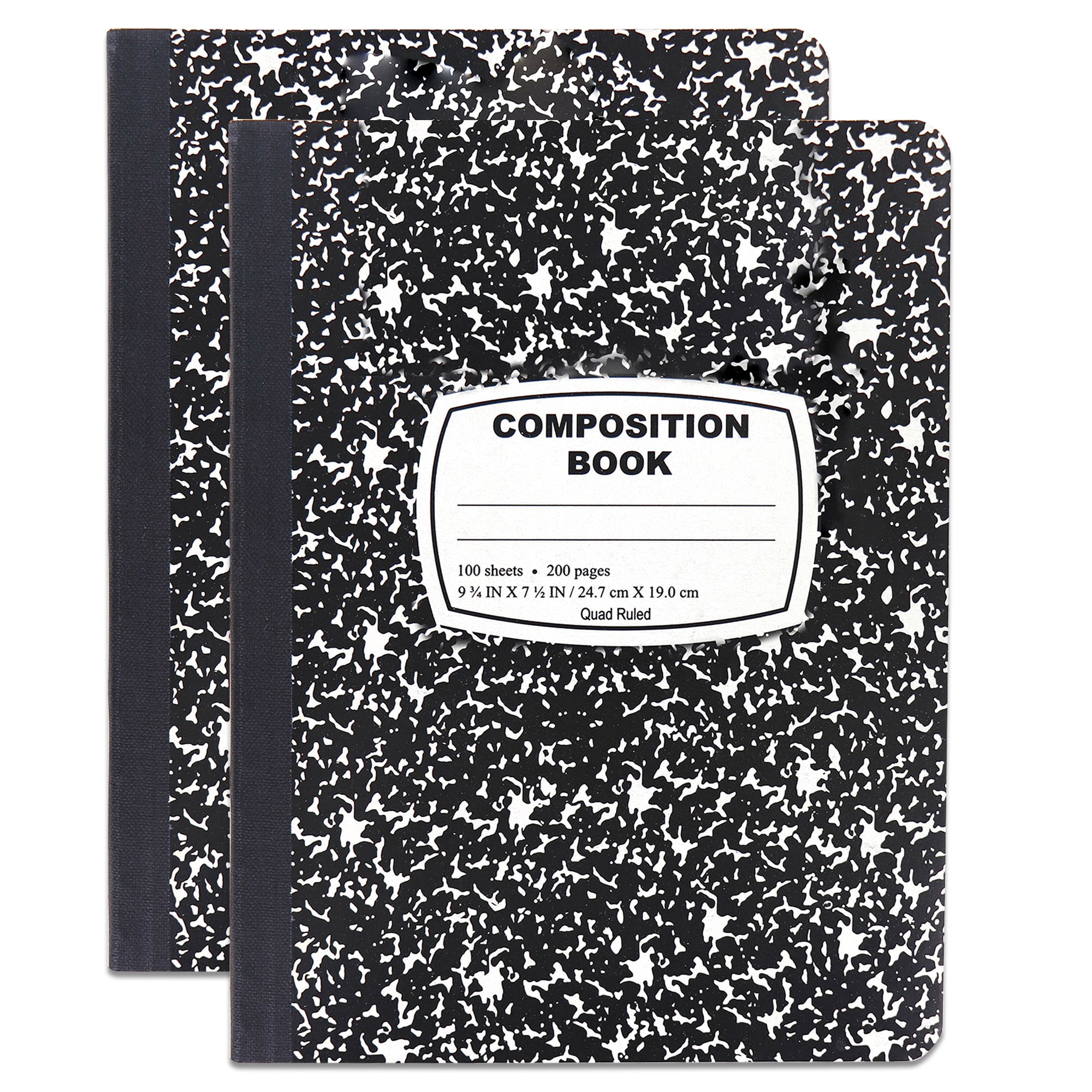 Emraw Black & White Composition Book of Wide Ruled Marble Style Cover (100 Sheets Per Pack) (Pack of 6)