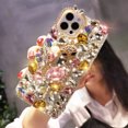 thumbnail image 2 of Case Compatible with iPhone 13 Pro max, 3D Handmade Luxury Shiny Crystal Glitter Rhinestone Gems Clear Hard PC Case（Pink）, 2 of 3