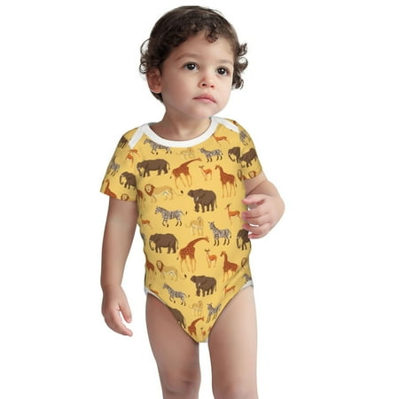 

Haiem Cute Animals Printed Unisex-Baby Short Sleeve Onesies Bodysuits Unisex Babies Snap-Up Rompers-6 Months