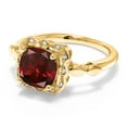 thumbnail image 2 of Gem Stone King 2.70 Ct Red Garnet White Created Sapphire 18K Yellow Gold Plated Silver Ring, 2 of 6