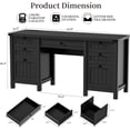 thumbnail image 5 of FIAKOA 62" Executive Desk, Modern Farmhouse Computer Desk with Drawers & Cabinet,Home Office Desk Writing Workspace for Work Study,Black, 5 of 11
