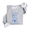 thumbnail image 3 of Happy Easter Sweatshirt for Women Teens and Girls Blue Floral Chinoiserie Bunny Pullover Gray Sweatshirt Youth XS, 3 of 5