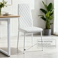 thumbnail image 3 of Noble House Modern Dining Chair Set of 6, Fireproof Leather Upholstery with Diamond Grid Pattern and Metal Frame,White, 3 of 8