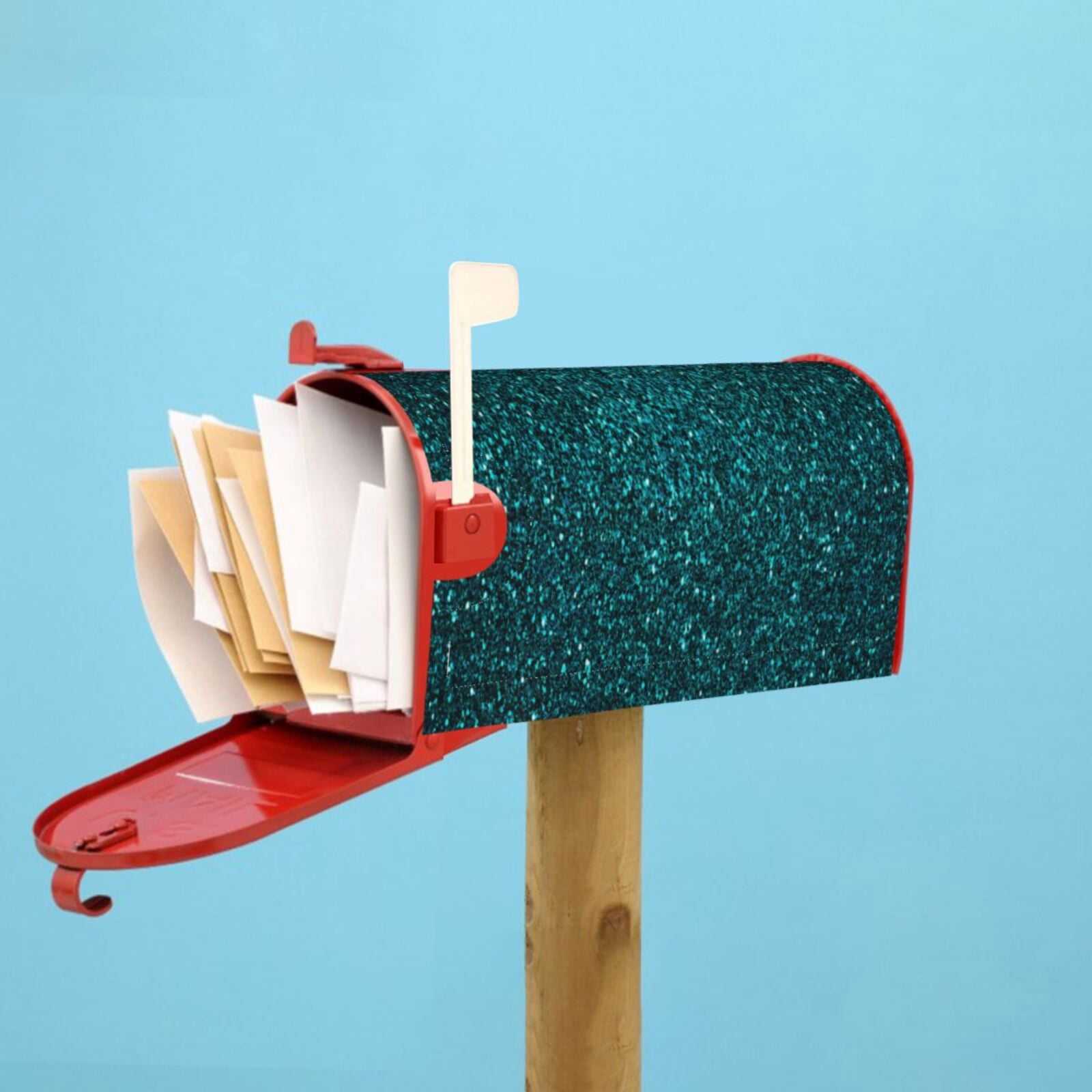 Logiee teal sparkling Print Post Letter Box Wrap Decor, Mailbox Cover Suitable for Standard Mailbox and Large Size Mailbox,Outdoor Yard Decoration-25.5x21 in