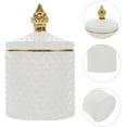 thumbnail image 2 of Holder Thick Glass Apothecary Jars with Lid Crystal Diamond Faceted Jar Bathroom Canisters Counter Vanity Organizer for Cotton Swabs,Balls,Pads,Floss Picks,Candy,Jewelry,White 5.3X3.3X3.34In, 2 of 8