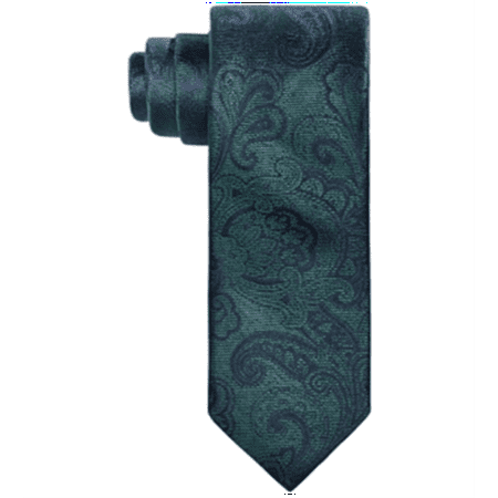 Tallia Men's Slim Tonal Paisley Silk Tie Green Size Regular
