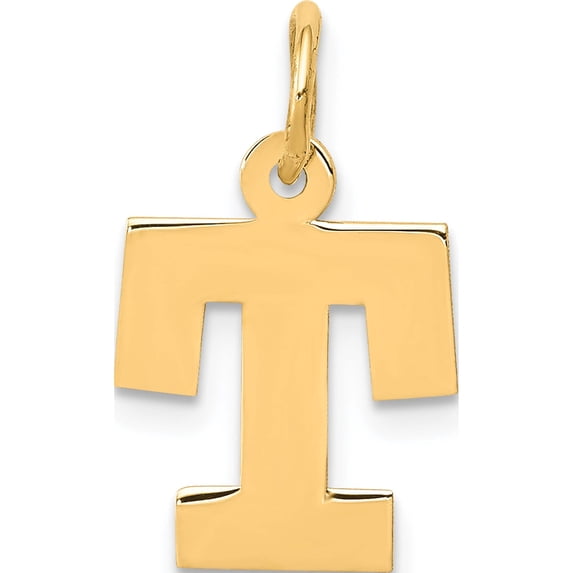 14K Yellow Gold Small Block Letter T Initial Charm Made In United States yc664t