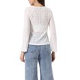 thumbnail image 3 of Top de encaje INSPIRE CHIC para mujeres con lazo delantero, bolero de manga larga acampanada blanca XS, 3 of 6