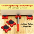 thumbnail image 4 of 5Pcs/Set Heavy Duty Furniture Lifter Mover Roller with Wheel Bar Moving Device Lifting Helper Furniture Moving Transport Tool, 4 of 6