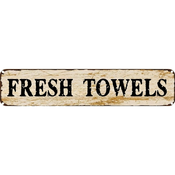 Vintage Tin Sign Retro Metal Wall Decor FRESH TOWELS Rustic Aluminum Plaque for Home,Bar,Kitchen,Garage,Man Cave 4x16 Inch