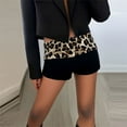 thumbnail image 2 of WERYOUNG Women's Leopard Print Shorts Stretchy Low Rise Bodycon Shorts Fold Over Patchwork Party Club Dance Hot Pants Slim Fit Women Shorts, 2 of 4