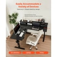 thumbnail image 3 of VEVOR L Shaped Desk, Electric Adjustable Height Corner Gaming Desk with CPU Stand, Dual Hooks and Fabric Drawers, L-Shaped Computer Table with Light Strip for Home Office, Easy to Assemble, Black, 3 of 9