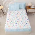 thumbnail image 4 of Erosebridal Sky Blue Heart Bow Zipper Full Size Comforter Sets with Fitted Sheet and 2 Pillowcases,Mini Ribbon Zipper Bedding Set For Girls,Colorful Stars Reversible,4 Pieces, 4 of 7