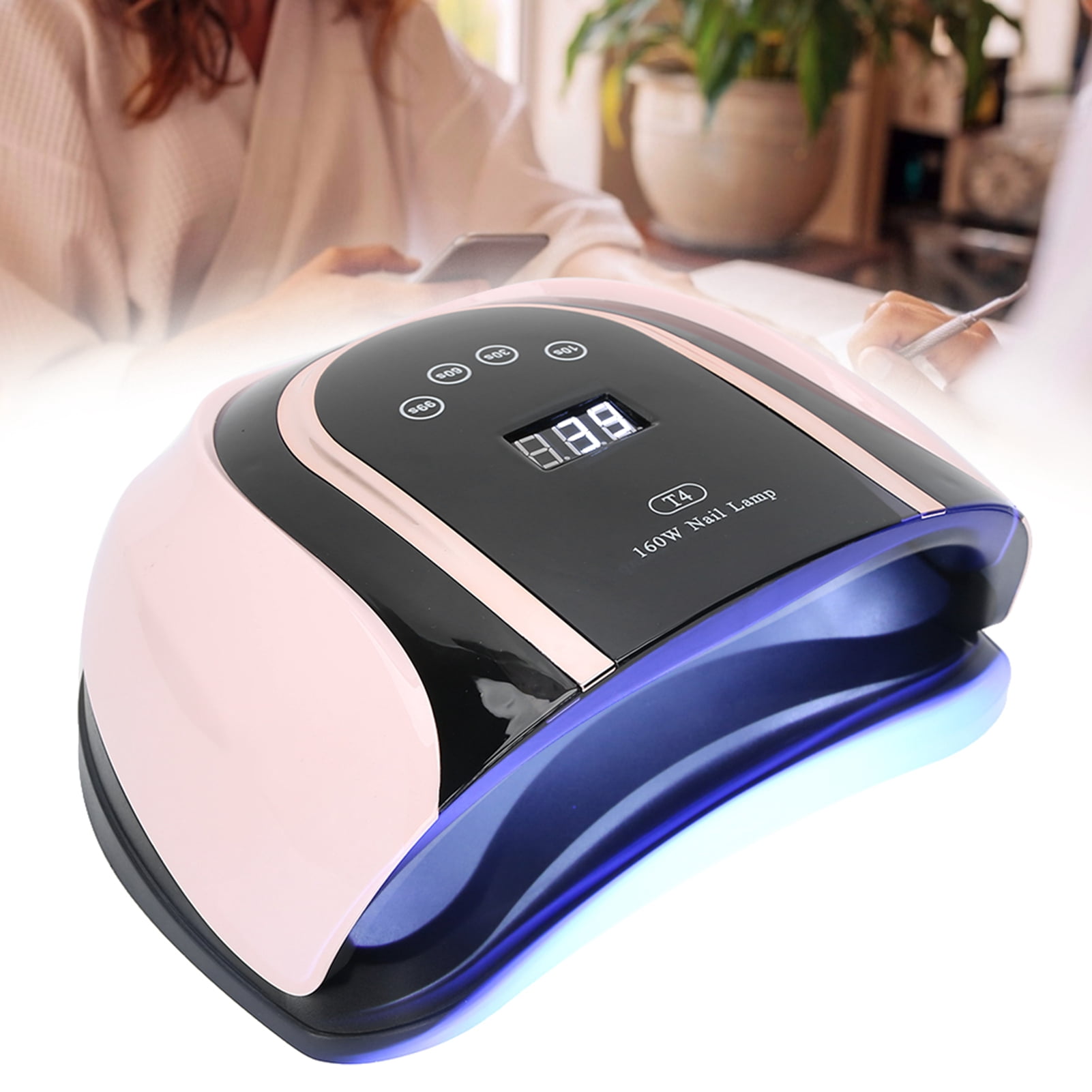 Riousery 160W LED Nail Dryer Fast Dry Nail Gel Curing Light, 54 LEDs Manicure Machine for Two Hands, Pink (11.02 inches / 28 cm)
